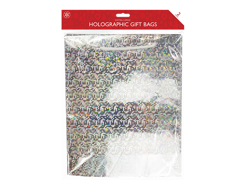 Holographic Jumbo Christmas Gift Bags - 2 Pack