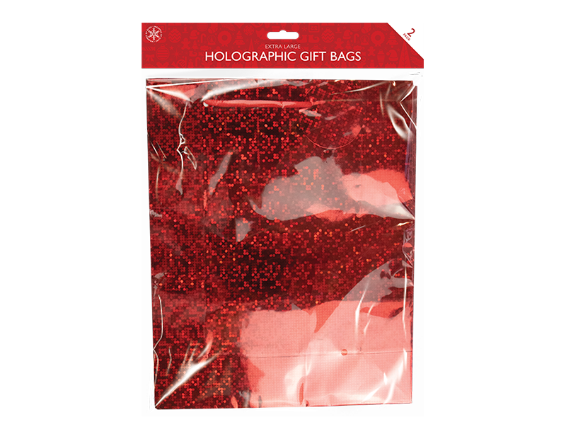 Holographic Jumbo Christmas Gift Bags - 2 Pack