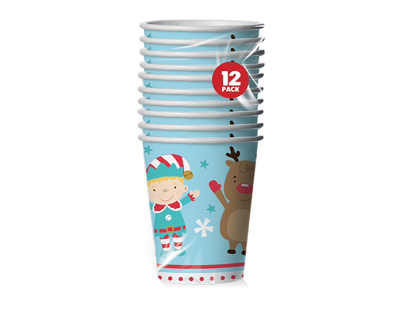 Christmas Paper Cups - 12 Pack (With PDQ)