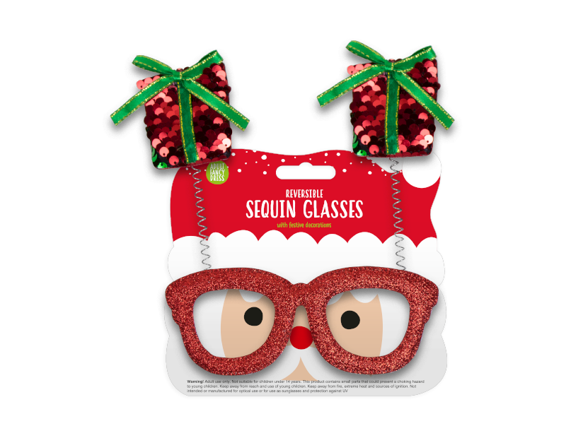 Reversible Sequin Christmas Glasses