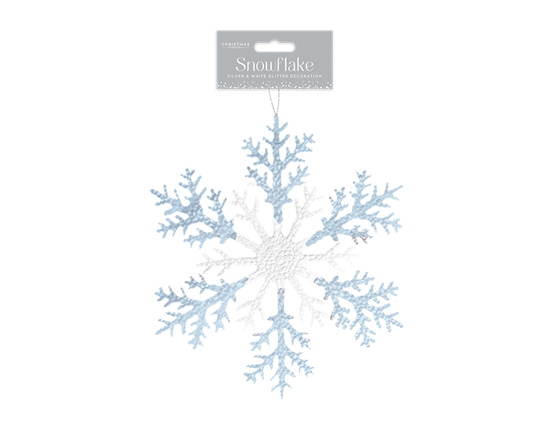 Wholesale Silver & White Acrylic Glitter Snowflake