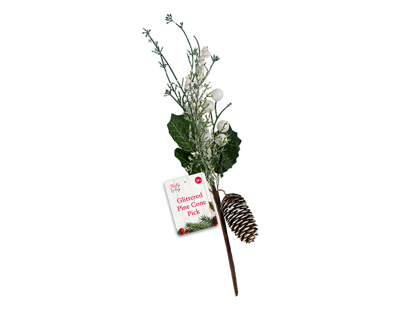 Wholesale Artificial Glittered Pine Cone Pick