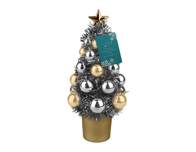 Tinsel Christmas Tree Decoration 19cm