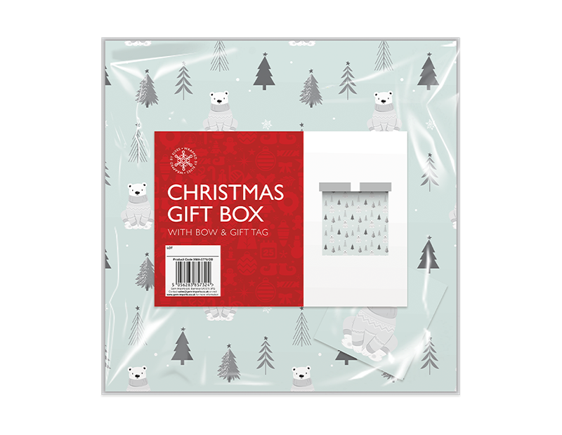 Wholesale Square Gift Box with bow & Tag Bulk Buy Christmas Gift Bags