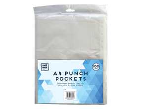 Wholesale A4 Punch Pockets 100pk