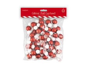 Wholesale Candy Cane Glitter Ball Garland 2.3M