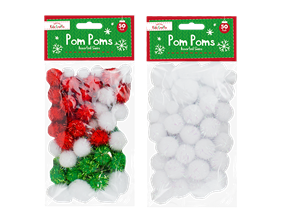 Christmas Craft Pom Poms - 50 Pack