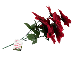 Wholesale Christmas Glittered Poinsettia Spray | Gem Imports Ltd
