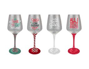 Wholesale Christmas Hand Painted Wine Glasses | Gem Imports Ltd