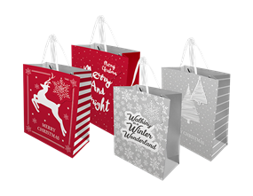 Wholesale Christmas Traditional Medium Gift bags - 2 Pack