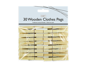 Wooden Clothes Pegs 30pk