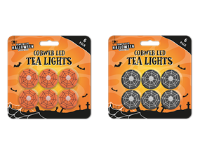 Wholesale Cobweb LED Tea Lights 6pk