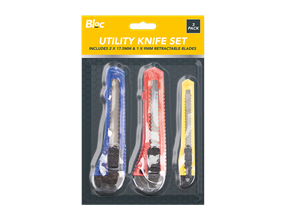 Wholesale Utility Knife Set 3pk | Gem imports Ltd
