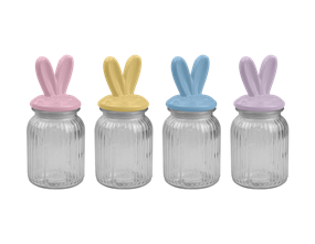 Wholesale Easter Ribbed Glass 580ml Jar