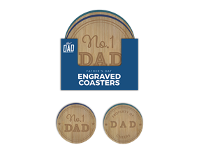 Wholesale Father's Day Wooden Engraved Coasters PDQ