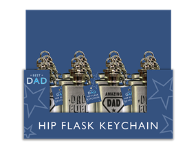 Wholesale Father's Day 10z Hip Flask Keychain PDQ | Gem imports Ltd