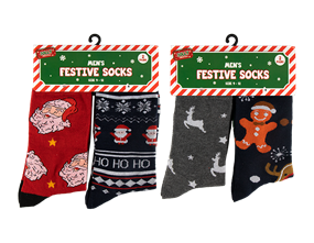 Wholesale Festive men's socks 2 pairs | Gem imports Ltd