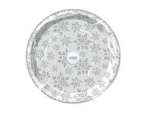 Wholesale Foil Snowflake Paper Plates 24.5cm 8pk | Gem imports Ltd