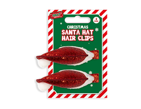 Wholesale Glitter Santa Hat hair Clips 2pk | Gem imports Ltd