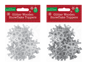 Wholesale Glitter Wooden Snowflake Toppers