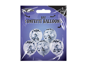 Wholesale 12" Bat Confetti Balloons 5pk