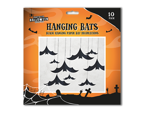 Wholesale Halloween Hanging Bat Paper Decorations 10pk
