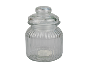 Ribbed Glass Jar with Lid 670ml