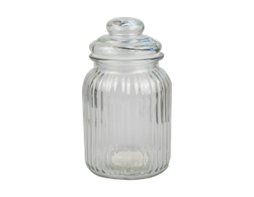Ribbed Glass Jar with Lid 1000ml