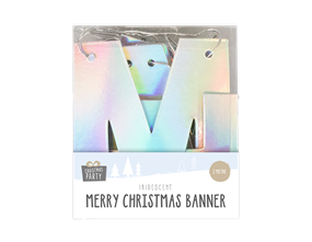 Wholesale Iridescent Merry Christmas Banner 2m | Gem Imports Ltd