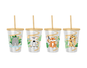 Wholesale Animal printed Plastic Cup & Swirly straw | Gem imports Ltd