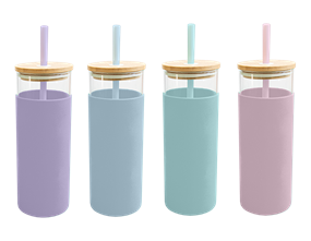 Wholesale Pastel Glass Bottles With Straws