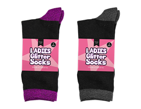 Ladies Lurex Socks 2 Pair