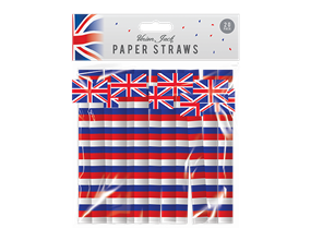 Union Jack Print Paper Straws 20pk