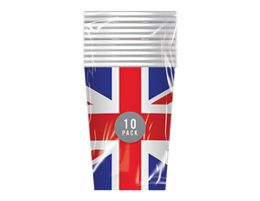 Union Jack Printed Paper Cups 270ml 10pk
