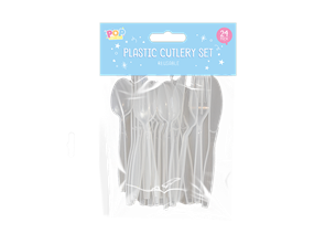 Wholesale Reusable Plastic Cutlery Set 24pk