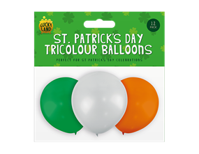 Wholesale St Patricks Day Tri colour Balloons 12" 12pk