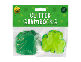 Wholesale St Patricks Day Glitter Card Shamrocks 50p