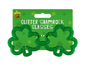 Wholesale St Patricks Day Glitter shamrock Glasses