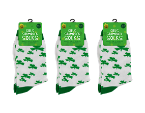 St Patricks Day Girls shamrock socks