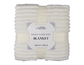 Wholesale ribbed super soft blanket 120cm x 150cm - Cream | Gem imports Ltd