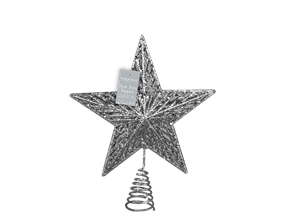 Wholesale silver glitter star tree topper 17cm Dia | Gem imports Ltd