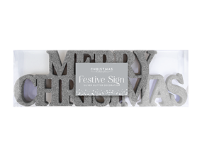 Wholesale Silver Merry Christmas Glitter Sign