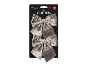 Wholesale Silver Velvet Bows 15cm 2pk