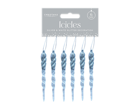Wholesale Silver & White Acrylic Glitter Icicles