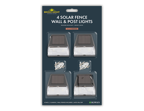 Wholesale Solar Powered Fence Wall and Post Light 4pk