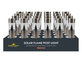 Wholesale Solar Stainless Steel Flame Post Light PDQ | Gem Imports Ltd