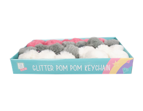 Wholesale Kids Glitter Pom Pom Keychain | Gem Imports Ltd
