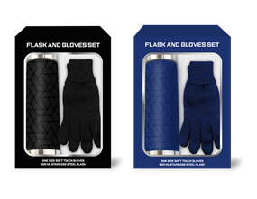 Wholesale Stainless Steel Flask & Soft Touch Gloves Set