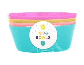 Kids Bright Plastic Bowls Dia 12cm 4pk
