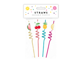 Wholesale Summer Reusable Plastic Straws 4 Pack